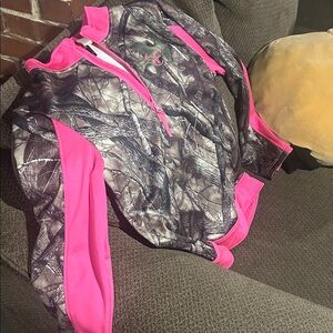 Women's Pink and Gray Camouflage Sweater